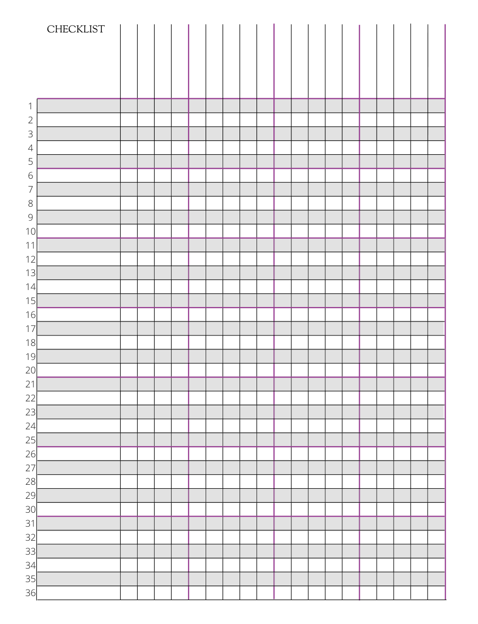 Pages de liste de contrôle supplémentaires