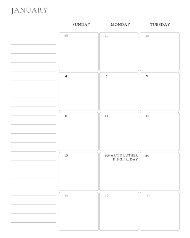 Fall Floral Monthly Planner