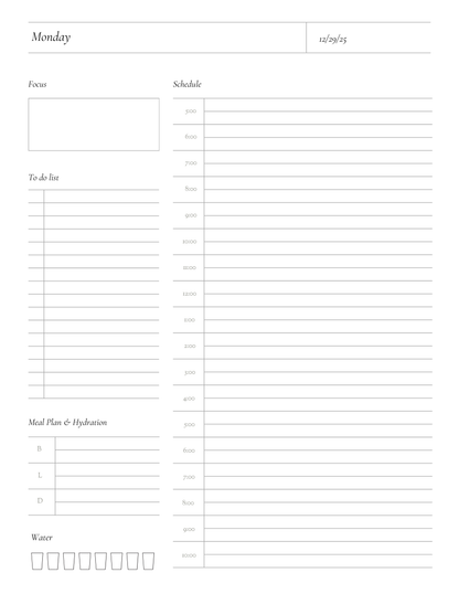 Agenda hebdomadaire à fleurs vertes 2025