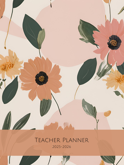 pink, orange, and yellow peonies on a cream background.