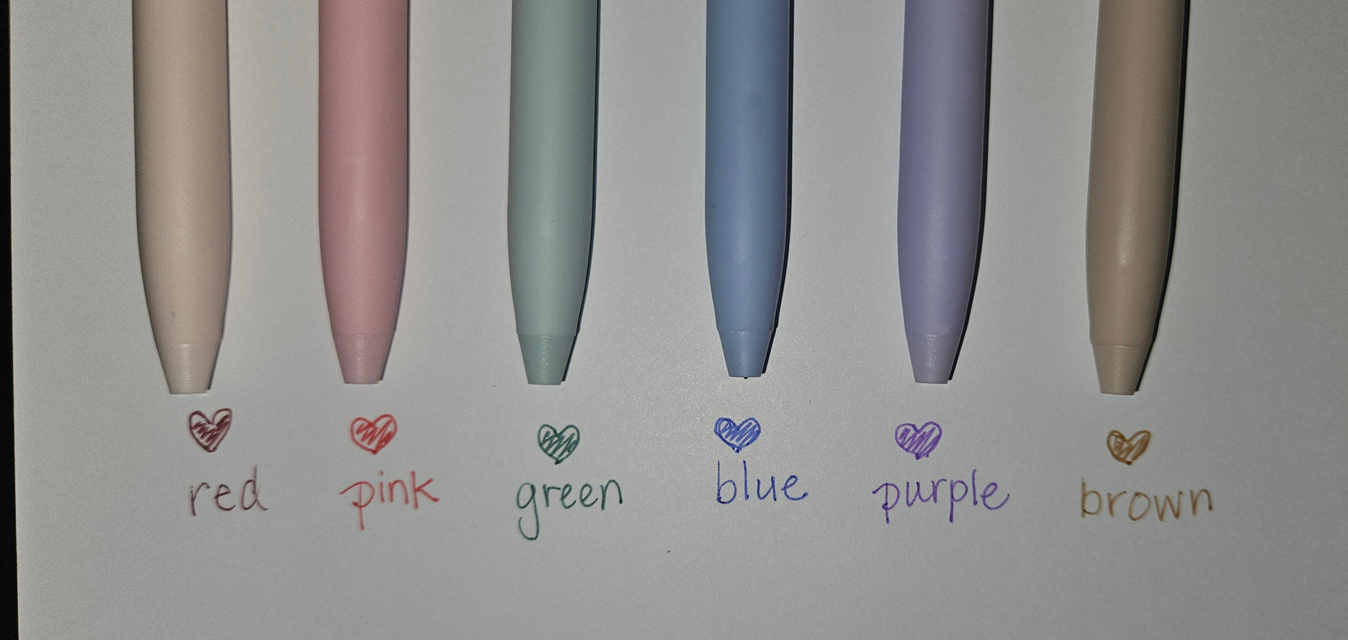 pictures of 6 pens with their colors